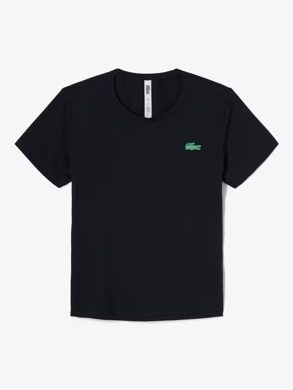 Lacoste Women’s Black Crew Neck T-Shirt with Green Crocodile BANDIER Logo